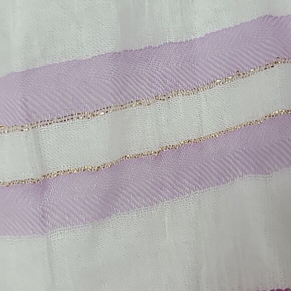 Lane Bryant 18/20 Off the Shoulder Flutter Sleeve Smocked Lavender Stripe Blouse - Picture 5 of 11